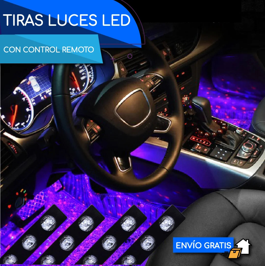 UZ LED AMBIENTAL RGB PARA INTERIOR DE COCHE – KIT MULTICOLOR CON CONTROL REMOTO