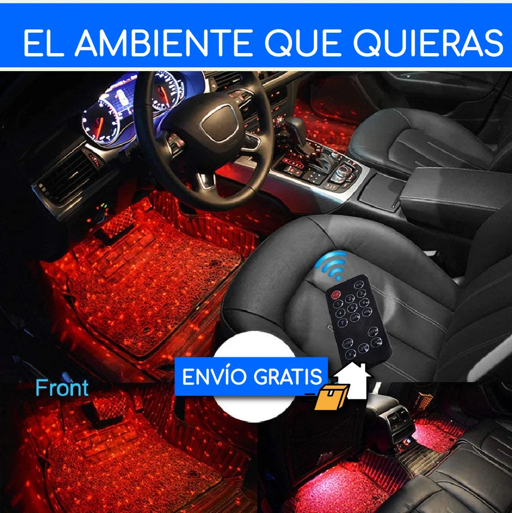 UZ LED AMBIENTAL RGB PARA INTERIOR DE COCHE – KIT MULTICOLOR CON CONTROL REMOTO