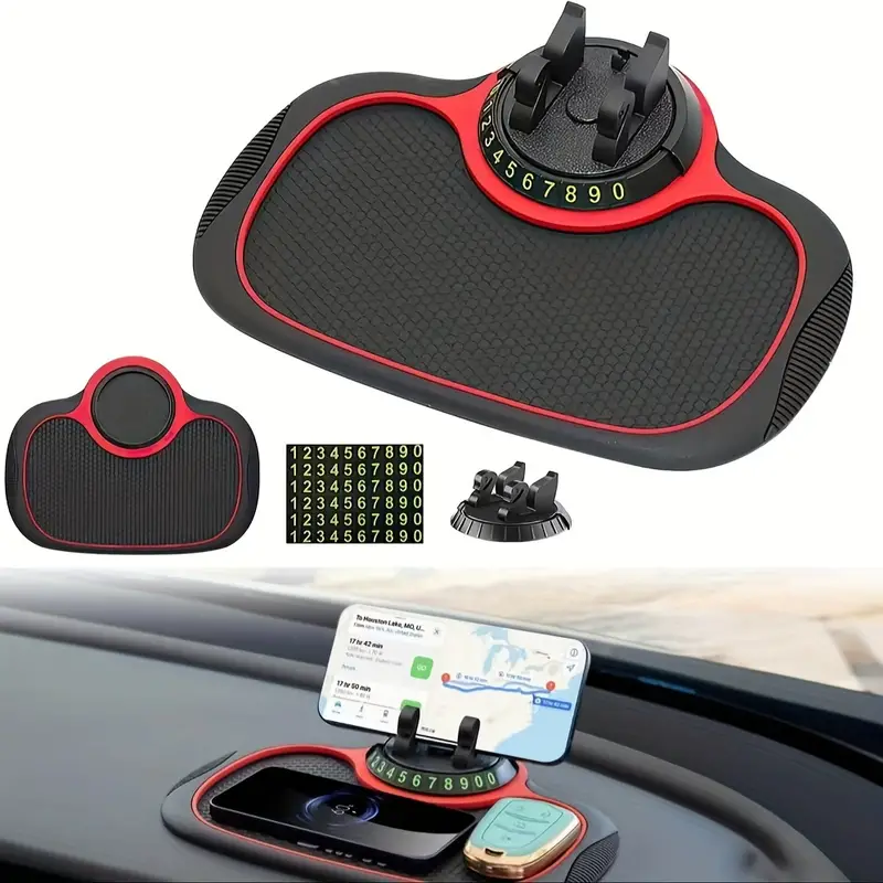 ALFOMBRILLA ANTIDESLIZANTE MULTIFUNCIÓN PARA COCHE CON SOPORTE PARA CELULAR AUTOMÁTICO Y ALMOHADILLA EXTRA GRANDE PARA , LLAVES, GADGETS