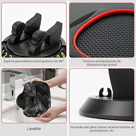 ALFOMBRILLA ANTIDESLIZANTE MULTIFUNCIÓN PARA COCHE CON SOPORTE PARA CELULAR AUTOMÁTICO Y ALMOHADILLA EXTRA GRANDE PARA , LLAVES, GADGETS