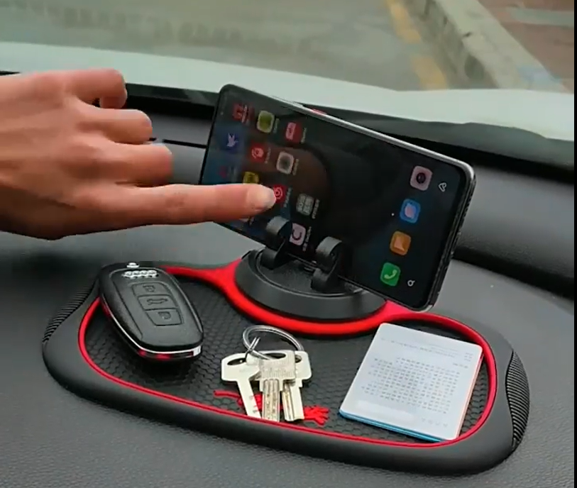 ALFOMBRILLA ANTIDESLIZANTE MULTIFUNCIÓN PARA COCHE CON SOPORTE PARA CELULAR AUTOMÁTICO Y ALMOHADILLA EXTRA GRANDE PARA , LLAVES, GADGETS