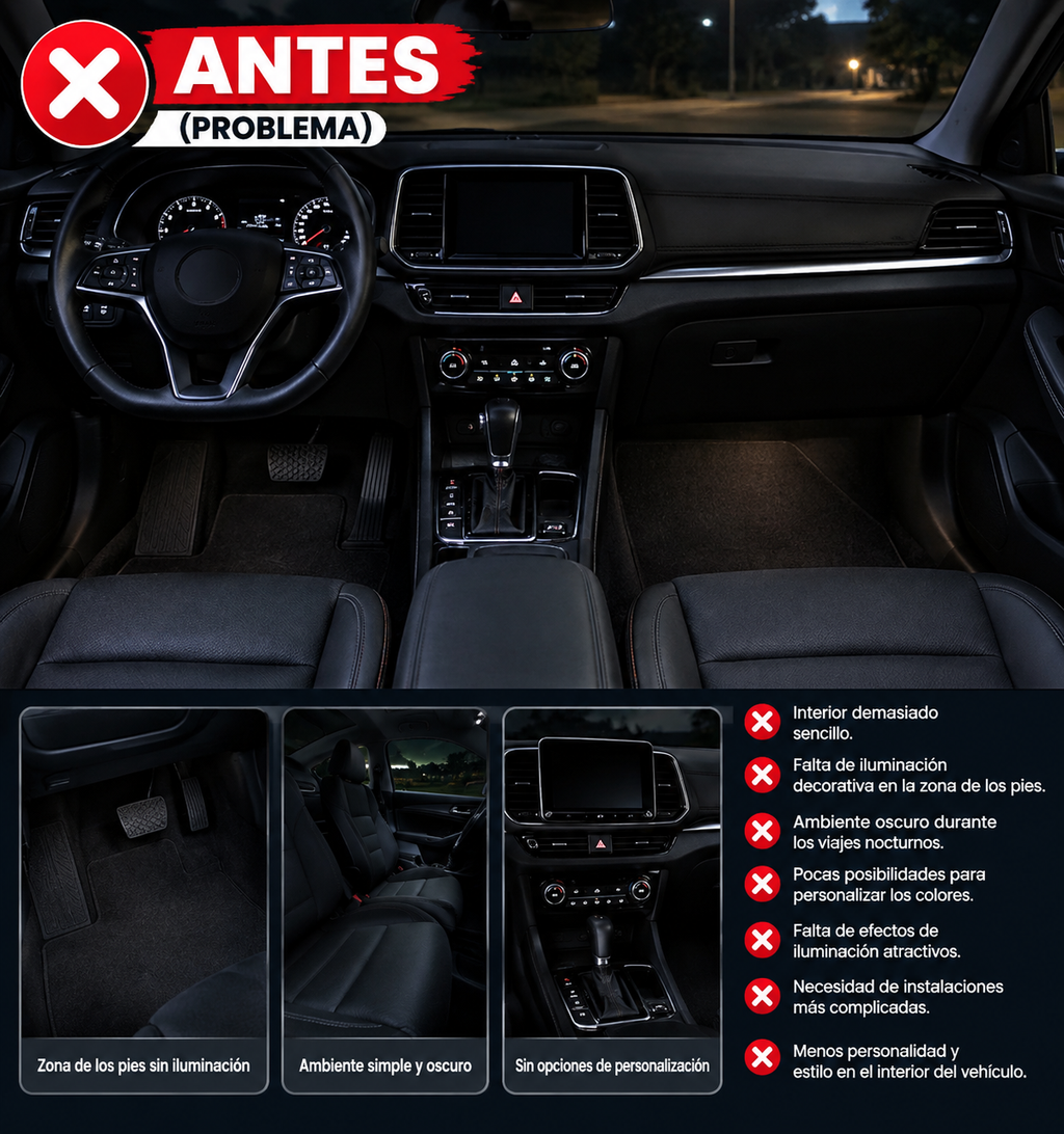 UZ LED AMBIENTAL RGB PARA INTERIOR DE COCHE – KIT MULTICOLOR CON CONTROL REMOTO