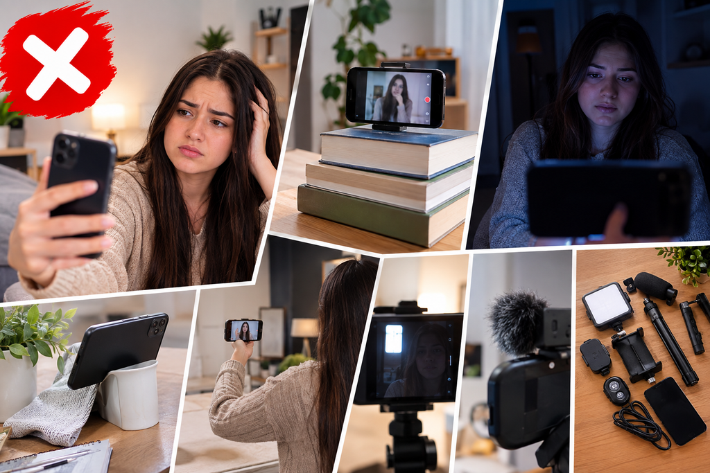 KIT DE VLOGGING CON MICRÓFONO, TRÍPODE Y LUZ LED PARA SMARTPHONE Y CÁMARA