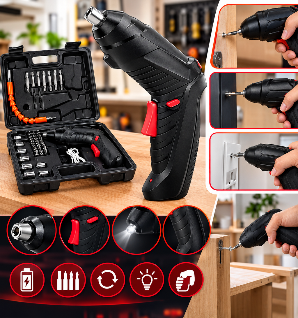 Destornillador Eléctrico Inalámbrico 3.6V – 47 Accesorios
