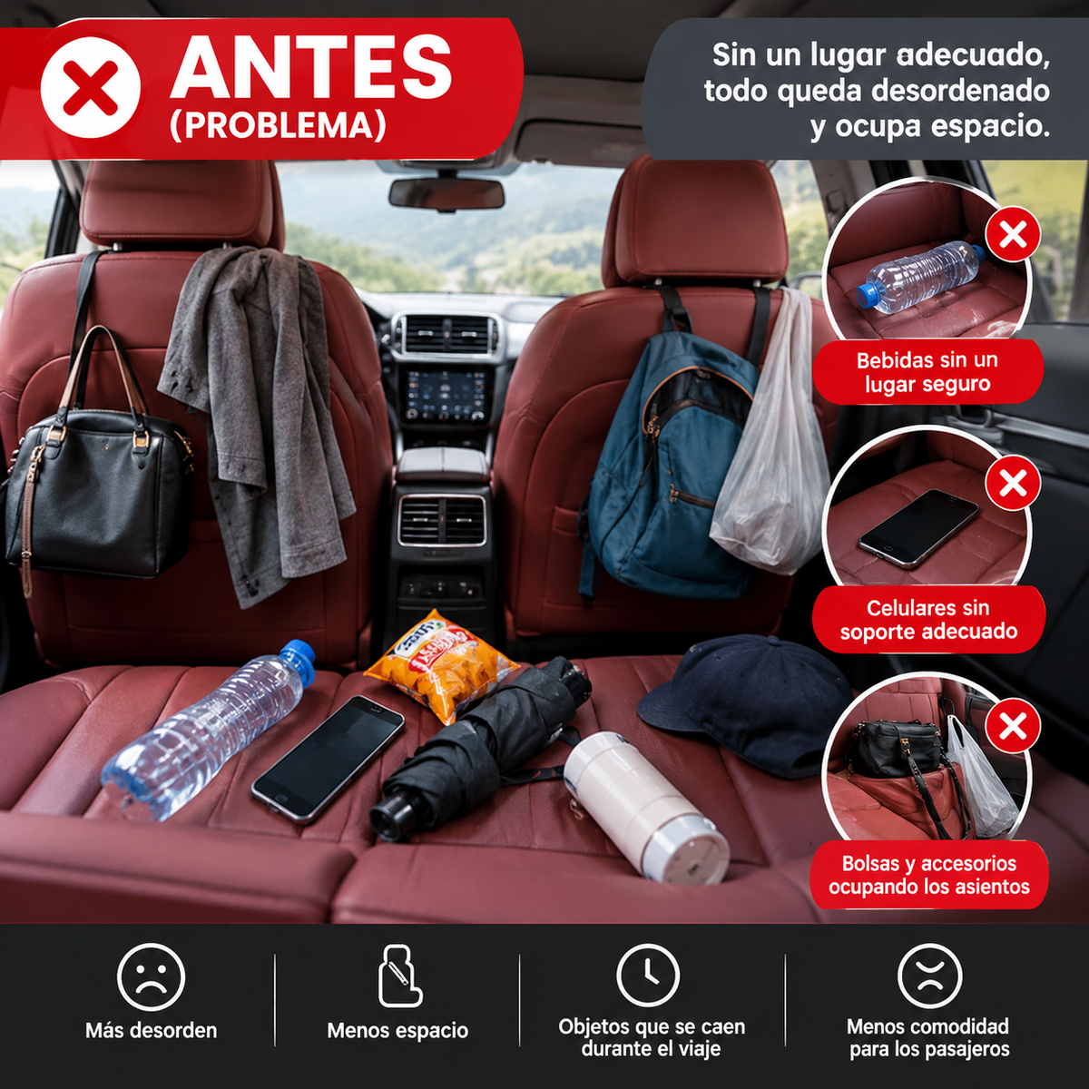 PACK DE 4 PORTA VASOS PARA AUTOS