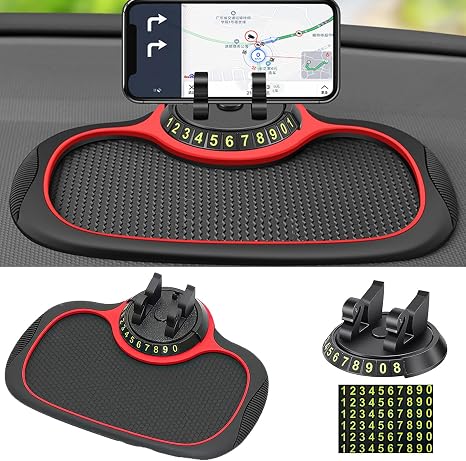 ALFOMBRILLA ANTIDESLIZANTE MULTIFUNCIÓN PARA COCHE CON SOPORTE PARA CELULAR AUTOMÁTICO Y ALMOHADILLA EXTRA GRANDE PARA , LLAVES, GADGETS
