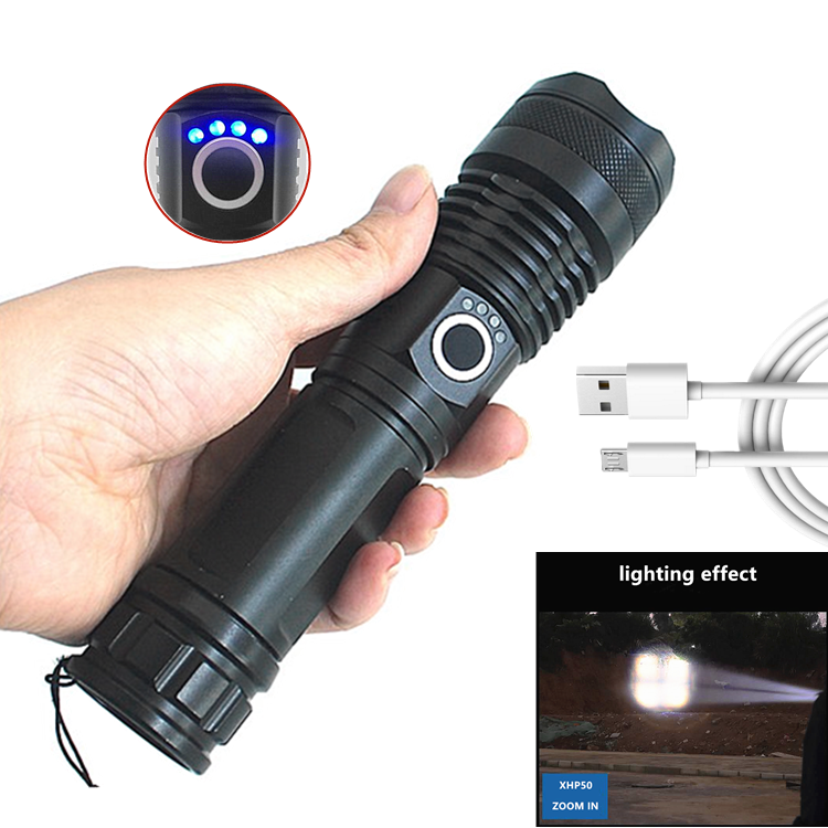 LINTERNA TÁCTICA RECARDABLE LED XHP50 DE 800